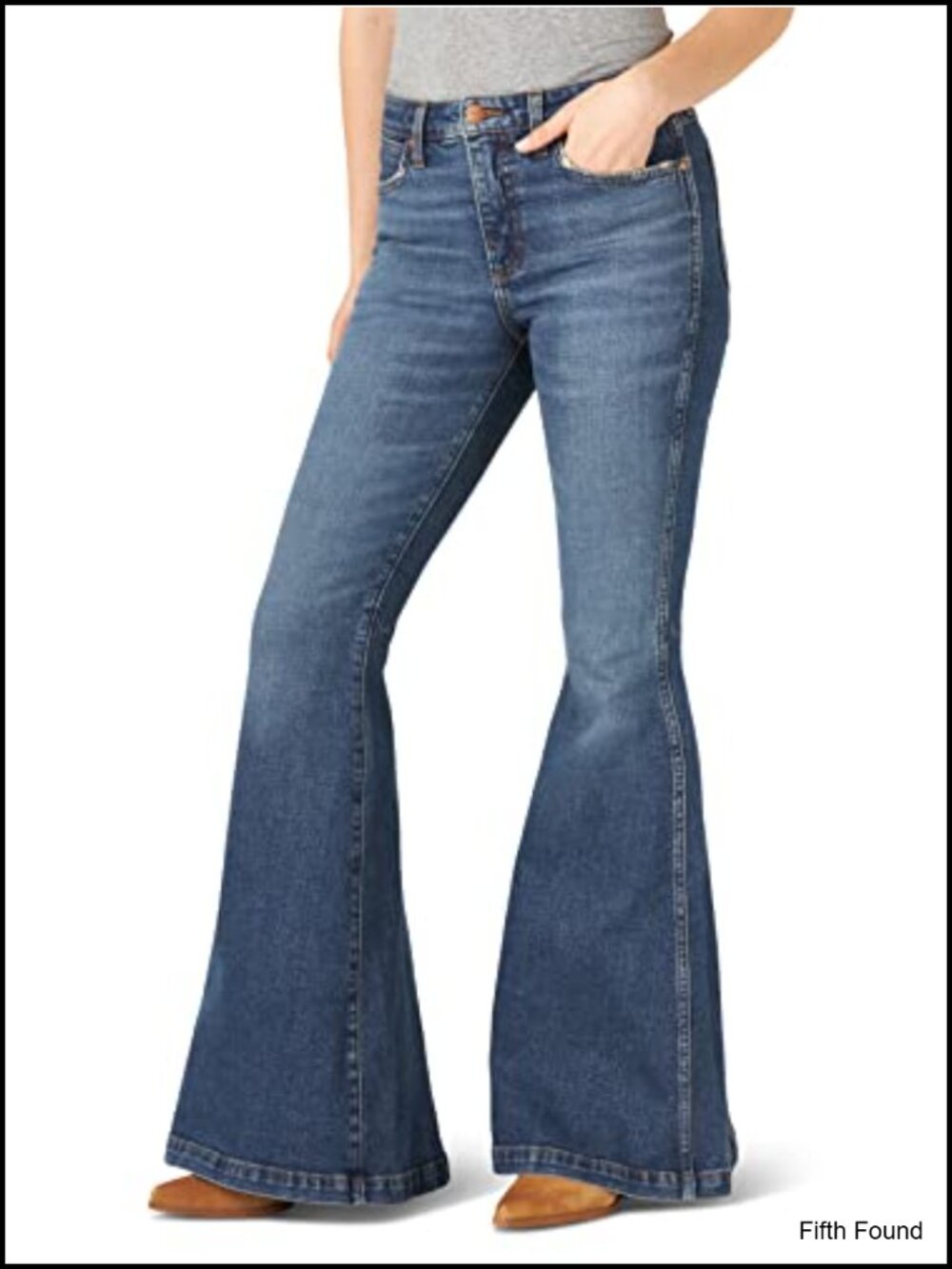 Retro High Rise Trumpet Flare Jeans Sustainable Green Polyester-Free